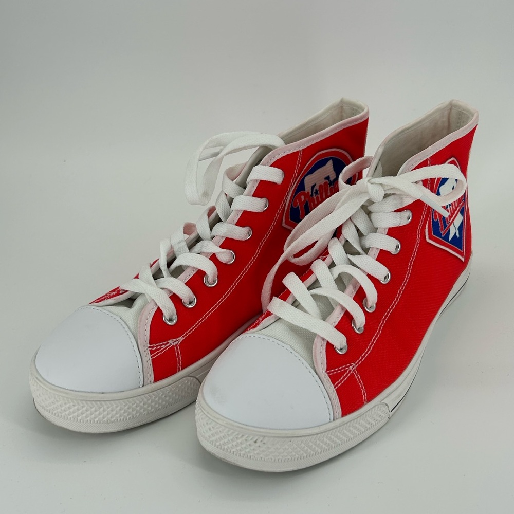 Philadelphia Phillies Red High Top Sneakers‎ Lace Up MLB Fan Shoes Size 38 (7.5)